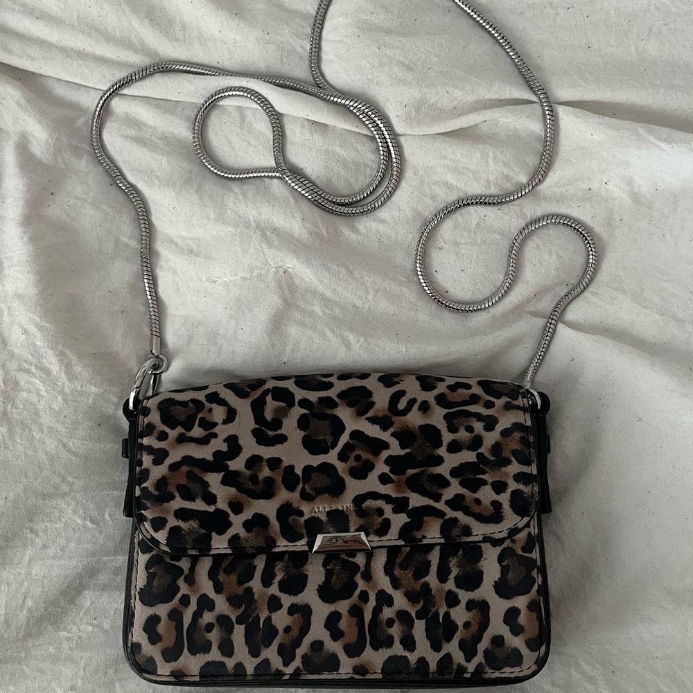 All Saints Mini Leopard Print Crossbody Bag